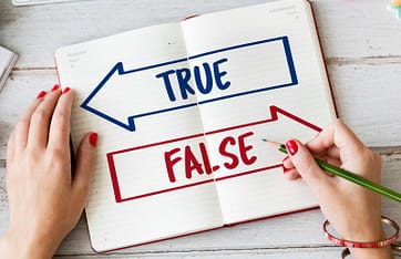 True or false sign illustrating stock market myths